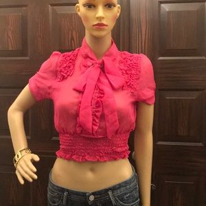Sheer pink crop blouse size S